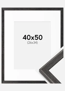 Ramme Fiorito Mørkegrå 40x50 cm - Passepartout Hvid 27x35 cm