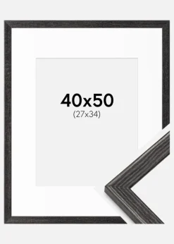 Ramme Fiorito Mørkegrå 40x50 cm - Passepartout Hvid 28x35 cm