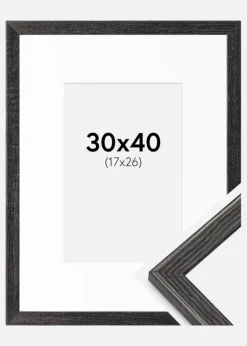 Ramme Fiorito Mørkegrå 30x40 cm - Passepartout Hvid 18x27 cm