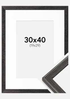 Ramme Fiorito Mørkegrå 30x40 cm - Passepartout Hvid 20x30 cm