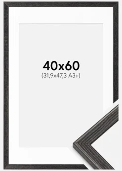 Ramme Fiorito Mørkegrå 40x60 cm - Passepartout Hvid 32,9x48,3 cm (A3+)