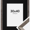 Ramme Fiorito Valnød 30x40 cm - Passepartout Sort 20x28 cm