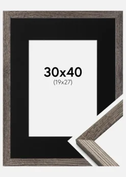 Ramme Fiorito Valnød 30x40 cm - Passepartout Sort 20x28 cm