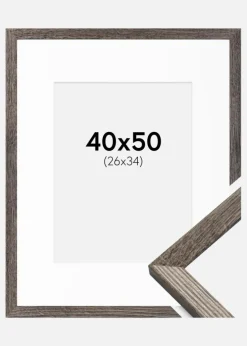 Ramme Fiorito Valnød 40x50 cm - Passepartout Hvid 27x35 cm