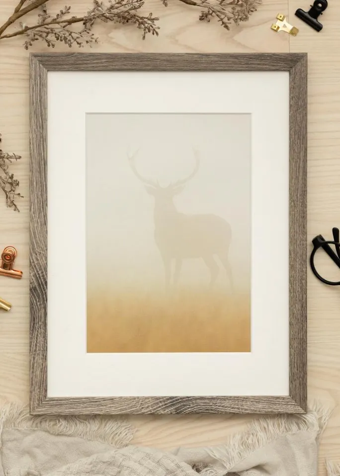 Ramme Fiorito Valnød 40x50 cm - Passepartout Hvid 27x35 cm