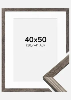 Ramme Fiorito Valnød 40x50 cm - Passepartout Hvid 29,7x42 cm (A3)