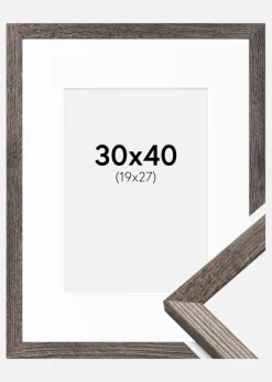 Ramme Fiorito Valnød 30x40 cm - Passepartout Hvid 20x28 cm