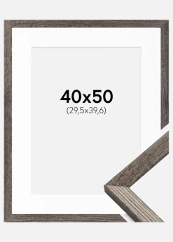 Ramme Fiorito Valnød 40x50 cm - Passepartout Hvid 12x16 inches