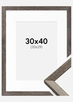 Ramme Fiorito Valnød 30x40 cm - Passepartout Hvid 21x30 cm