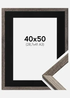 Ramme Fiorito Valnød 40x50 cm - Passepartout Sort 29,7x42 cm (A3)