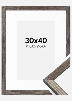 Ramme Fiorito Valnød 30x40 cm - Passepartout Hvid 8x12 inches