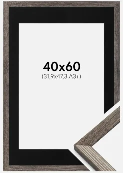 Ramme Fiorito Valnød 40x60 cm - Passepartout Sort 32,9x48,3 cm (A3+)