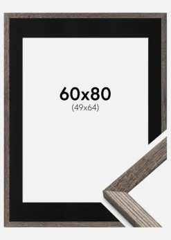 Ramme Fiorito Valnød 60x80 cm - Passepartout Sort 50x65 cm