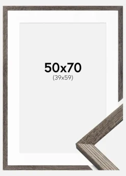 Ramme Fiorito Valnød 50x70 cm - Passepartout Hvid 40x60 cm