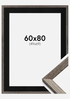 Ramme Fiorito Valnød 60x80 cm - Passepartout Sort 50x70 cm