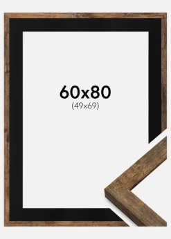 Ramme Fiorito Washed Oak 60x80 cm - Passepartout Sort 50x70 cm