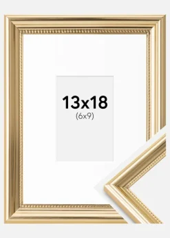 Ramme Gala Guld 13x18 cm - Passepartout Hvid 7x10 cm