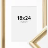 Ramme Gala Guld 18x24 cm - Passepartout Hvid 13x18 cm