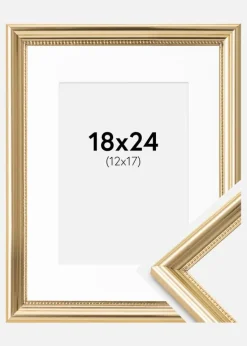 Ramme Gala Guld 18x24 cm - Passepartout Hvid 13x18 cm