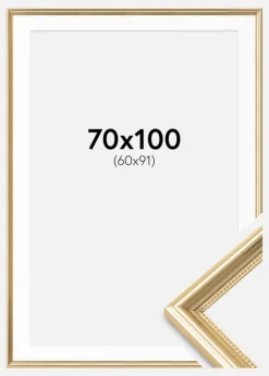 Ramme Gala Guld 70x100 cm - Passepartout Hvid 61x92 cm