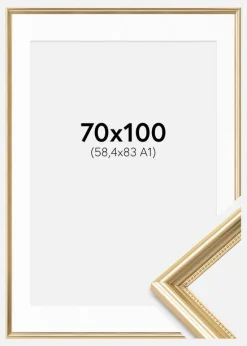 Ramme Gala Guld 70x100 cm - Passepartout Hvid 59,4x84 cm (A1)