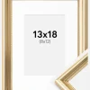 Ramme Gala Guld 13x18 cm - Passepartout Hvid 9x13 cm