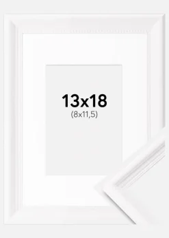 Ramme Gala Hvid 13x18 cm - Passepartout Hvid 9x12 cm