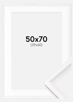Ramme Gala Hvid 50x70 cm - Passepartout Hvid 40x61 cm