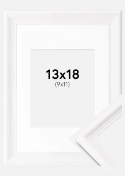Ramme Gala Hvid 13x18 cm - Passepartout Hvid 10x12 cm