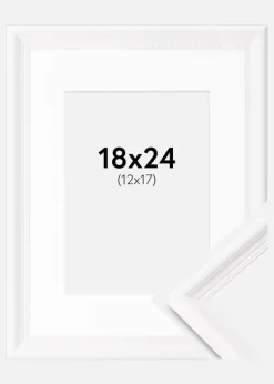 Ramme Gala Hvid 18x24 cm - Passepartout Hvid 13x18 cm