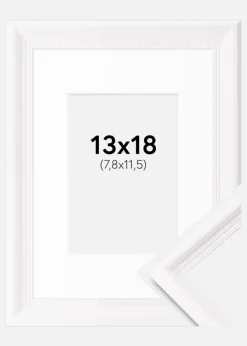 Ramme Gala Hvid 13x18 cm - Passepartout Hvid B7 88x125 mm