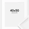Ramme Gala Hvid 40x50 cm - Passepartout Hvid 31,5x40 cm
