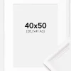 Ramme Gala Hvid 40x50 cm - Passepartout Hvid 29,7x42 cm (A3)