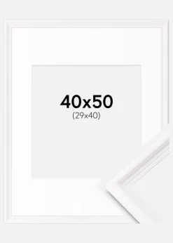 Ramme Gala Hvid 40x50 cm - Passepartout Hvid 30x41 cm