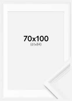 Ramme Gala Hvid 70x100 cm - Passepartout Hvid 62x85 cm