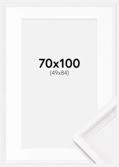 Ramme Gala Hvid 70x100 cm - Passepartout Hvid 50x85 cm