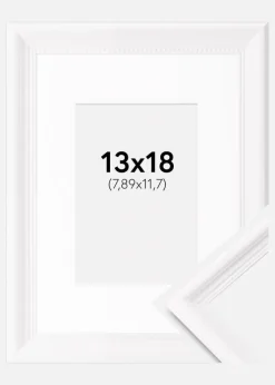 Ramme Gala Hvid 13x18 cm - Passepartout Hvid 3,5x5 inches