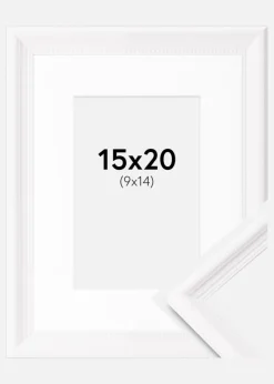 Ramme Gala Hvid 15x20 cm - Passepartout Hvid 10x15 cm