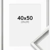 Ramme Gala Sølv 40x50 cm - Passepartout Hvid 30x40 cm