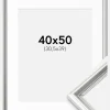 Ramme Gala Sølv 40x50 cm - Passepartout Hvid 31,5x40 cm