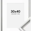 Ramme Gala Sølv 30x40 cm - Passepartout Hvid 21x29,7 cm (A4)