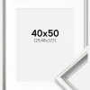 Ramme Gala Sølv 40x50 cm - Passepartout Hvid 12x15 inches
