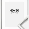 Ramme Gala Sølv 40x50 cm - Passepartout Hvid 12x16 inches