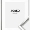 Ramme Gala Sølv 40x50 cm - Passepartout Hvid 31x41 cm