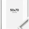 Ramme Gala Sølv 50x70 cm - Passepartout Hvid 33x56 cm