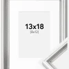 Ramme Gala Sølv 13x18 cm - Passepartout Hvid 9x13 cm