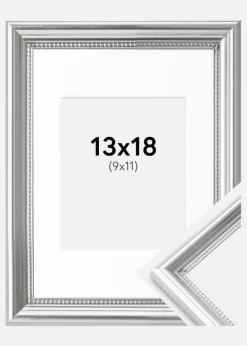 Ramme Gala Sølv 13x18 cm - Passepartout Hvid 10x12 cm