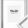 Ramme Gala Sølv 15x20 cm - Passepartout Hvid 4x5 inches