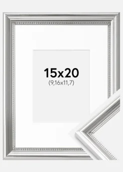 Ramme Gala Sølv 15x20 cm - Passepartout Hvid 4x5 inches