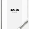 Ramme Gala Sølv 40x60 cm - Passepartout Hvid 25x50 cm